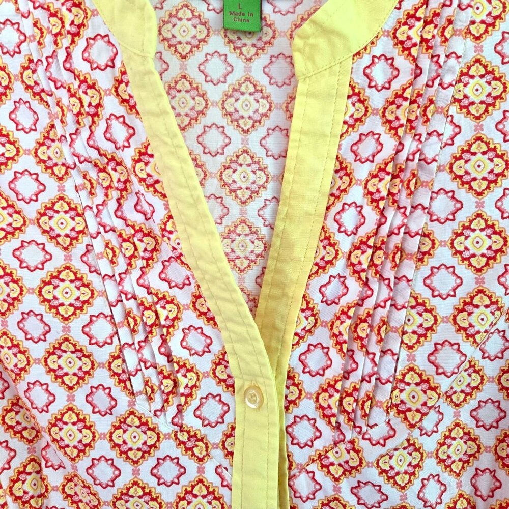 Island Republic Womens Sleeveless Buttton Front Belted Dress Large Yellow Orange - Picture 7 of 16